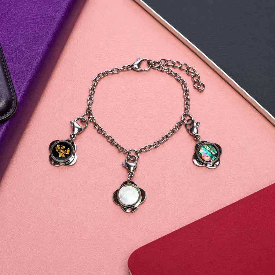 Folé Bracelet / Mother of Pearl, Abalone and Gold Leaf