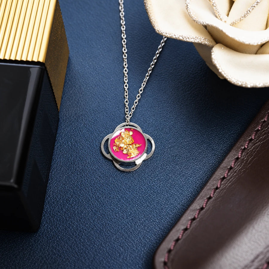 Folé Halskette / Pink & Blattgold