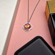 Folé Halskette / Pink & Blattgold