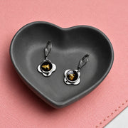 Folé Earrings / Black & gold leaf