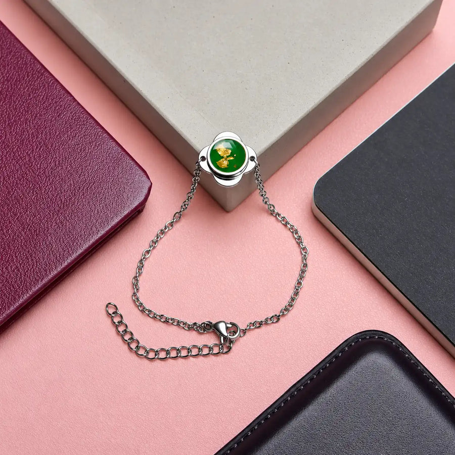 Folé Armband klein / Grün & Blattgold