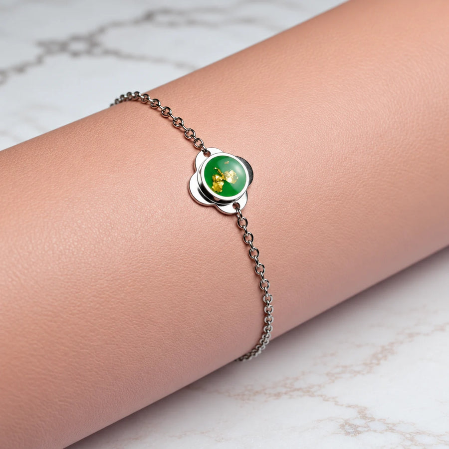 Folé Armband klein / Grün & Blattgold