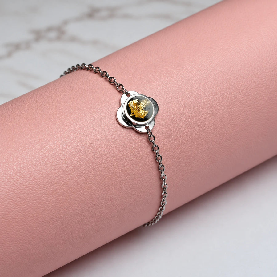 Folé Bracelet small / Black & gold leaf