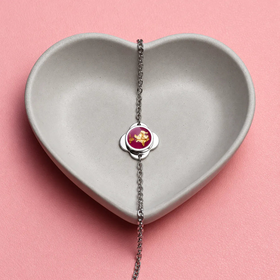 Folé Bracelet small / Pink & gold leaf