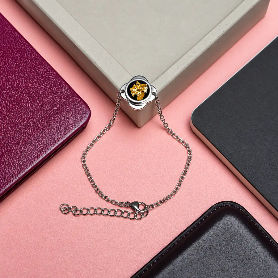 Folé Bracelet small / Black & gold leaf