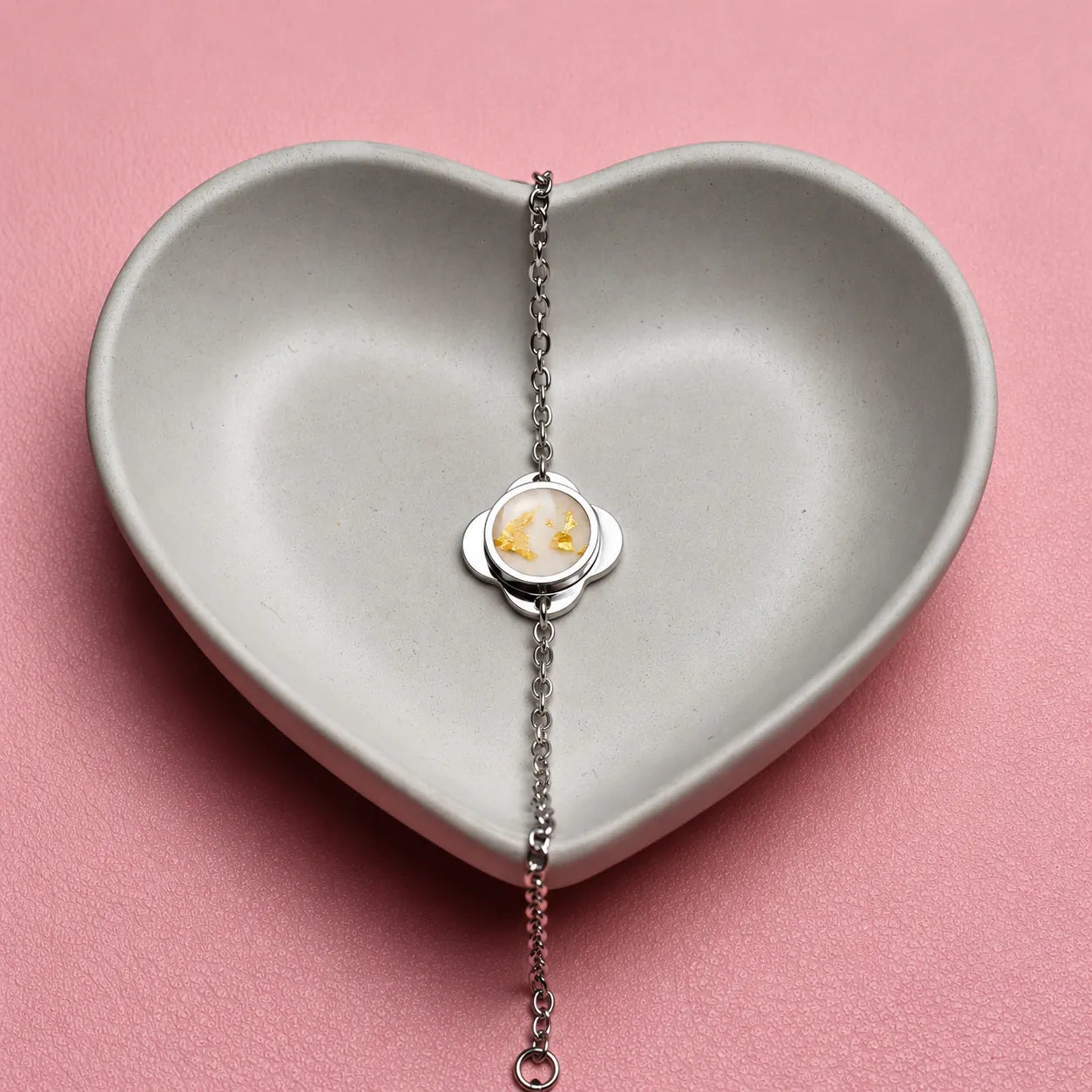 Folé Bracelet small / White & gold leaf
