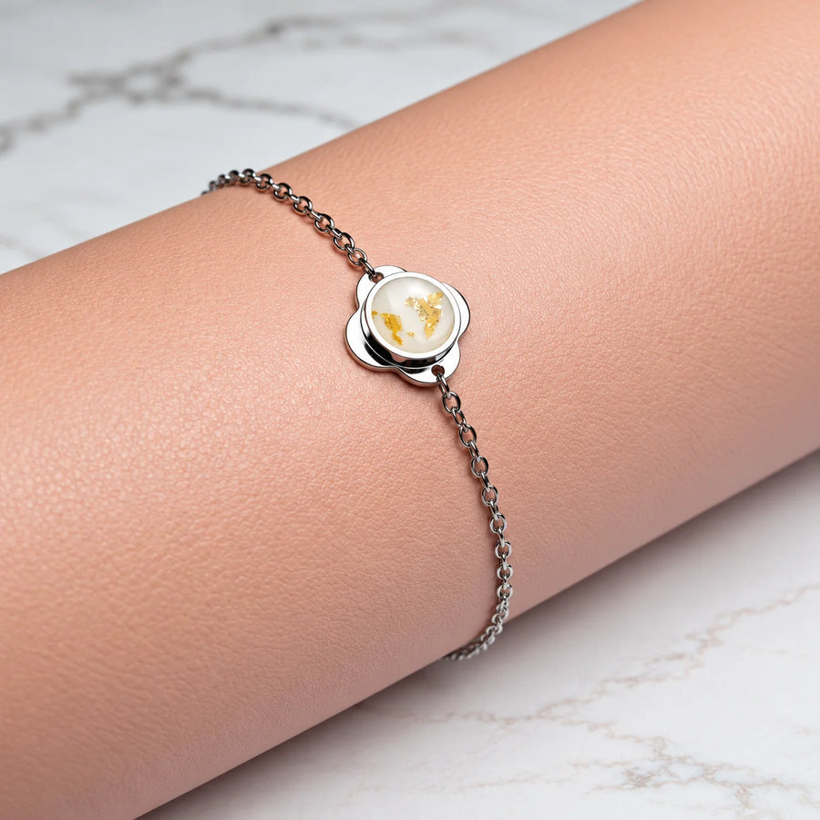 Folé Bracelet small / White & gold leaf
