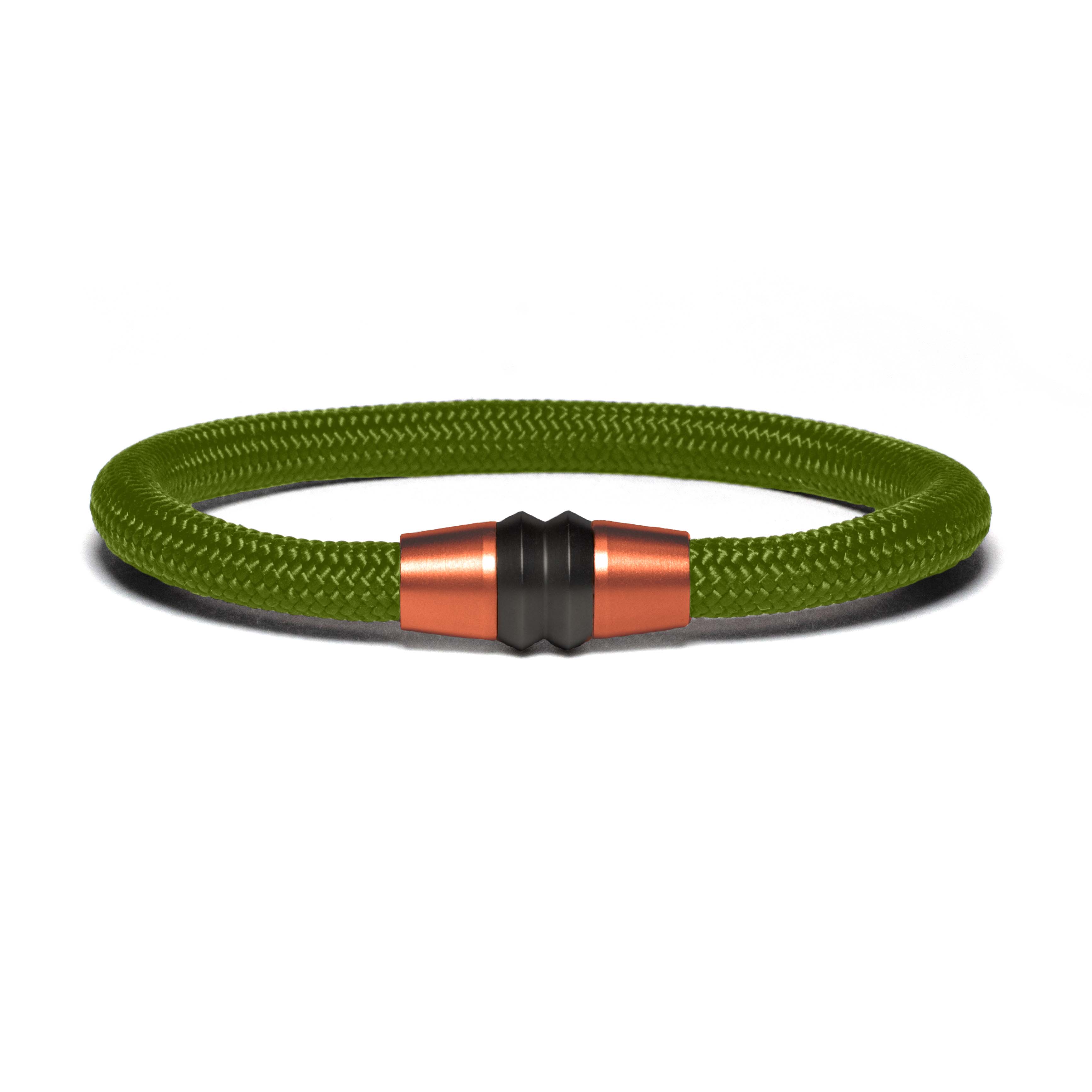 Copper PVD bracelet - olive green paracord