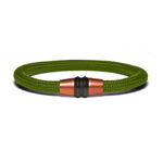 Load image into Gallery viewer, Copper PVD bracelet - olive green paracord
