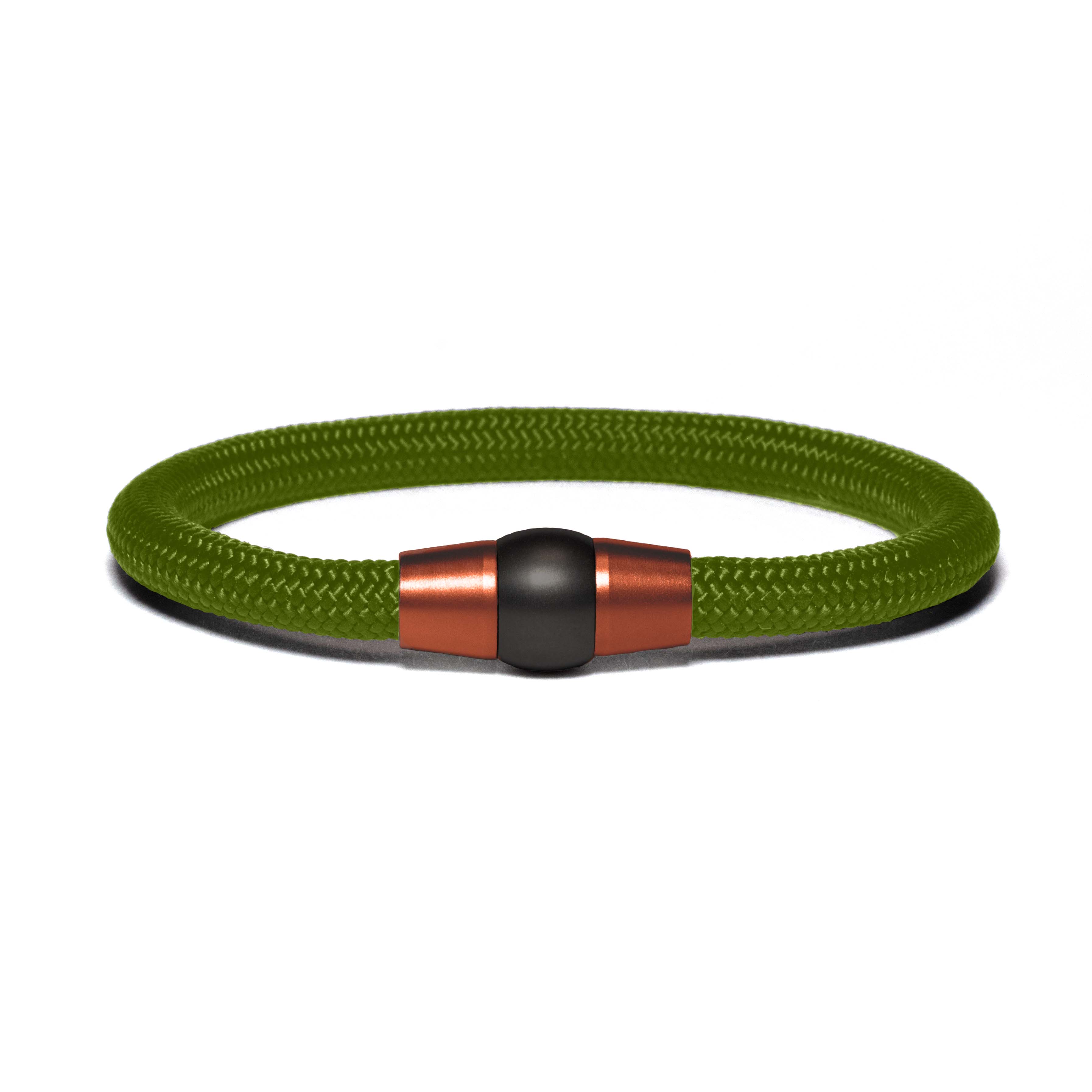Copper PVD bracelet - olive green paracord