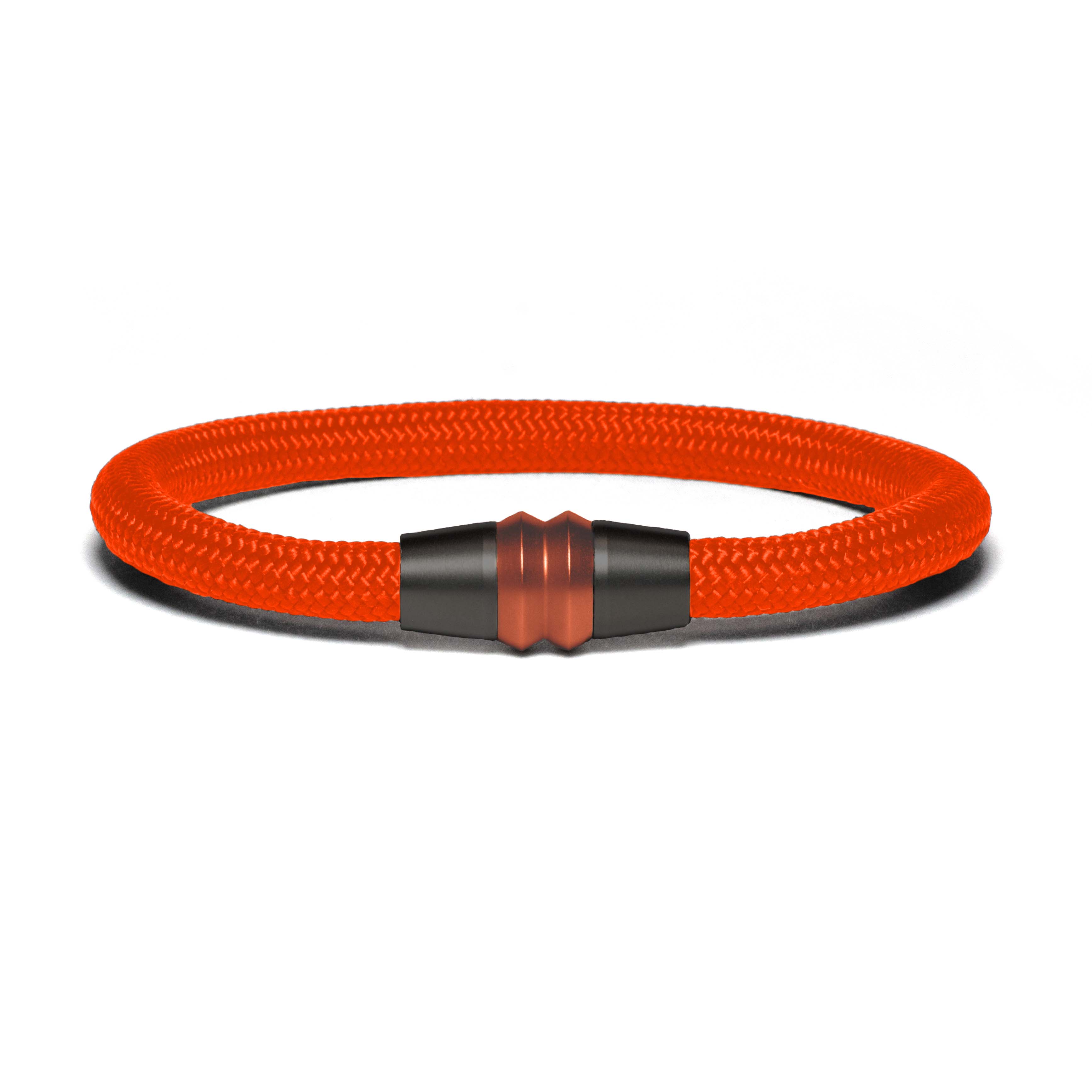 Black PVD bracelet - neon orange paracord