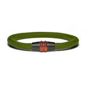 Black PVD bracelet - olive green paracord