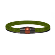 Black PVD bracelet - olive green paracord