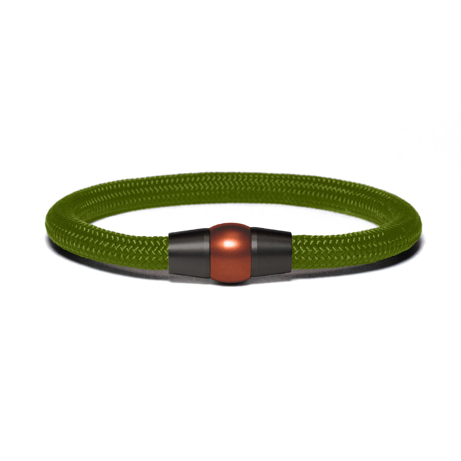 Black PVD bracelet - olive green paracord