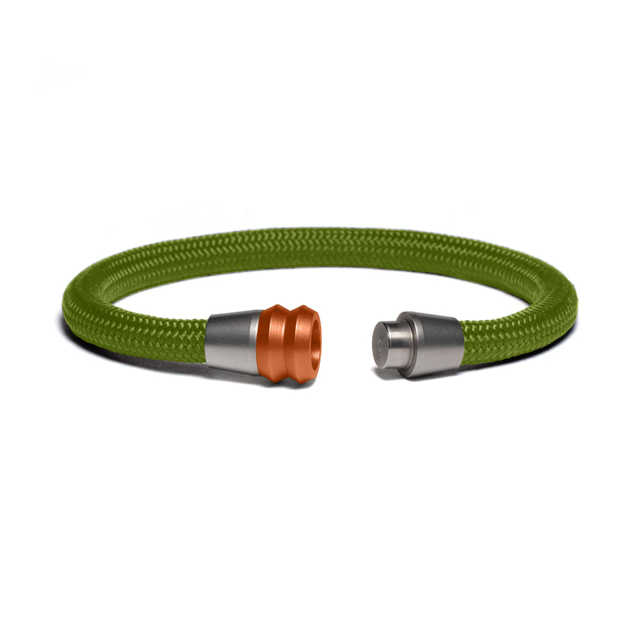 Bracelet bi-color copper - Paracord olive green