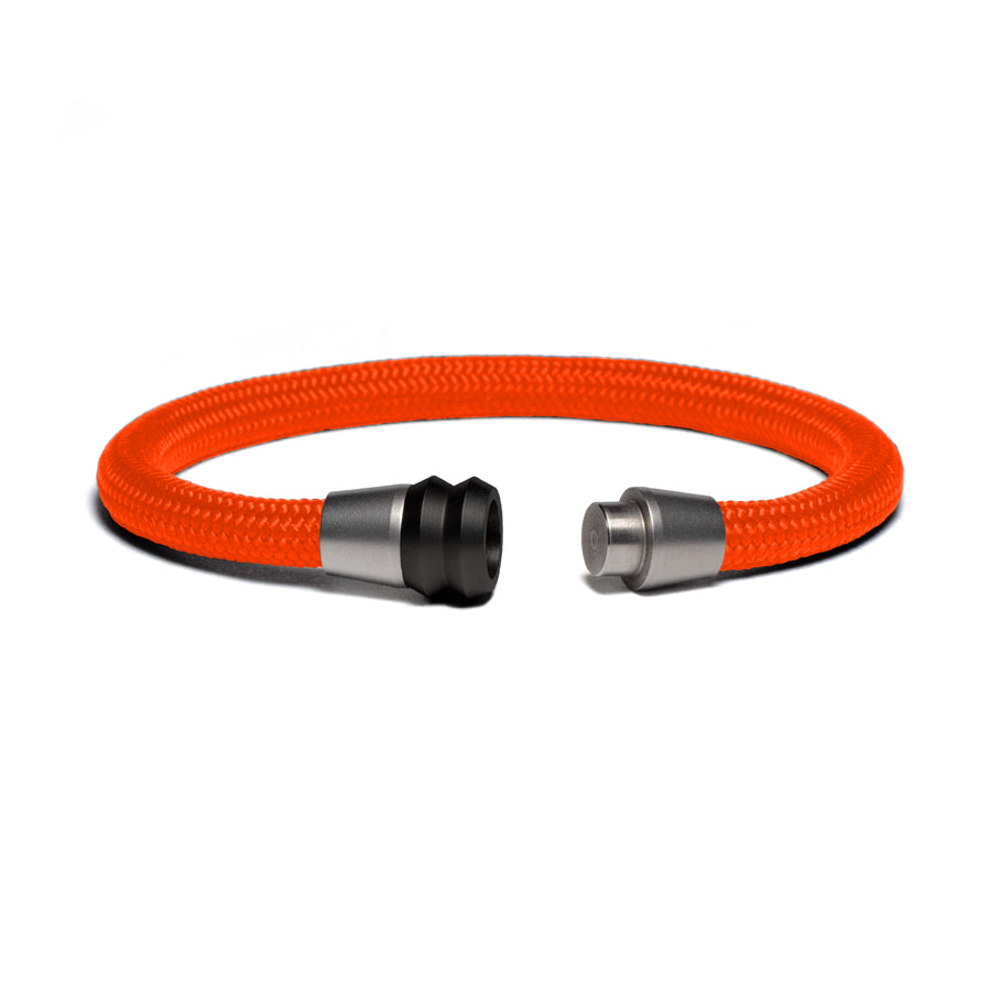 Bracelet bi-color black - Paracord neon orange